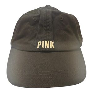 PINK Victoria's Secret Hat Cap Strap Back Black Embroidered Womens Casual Cotton